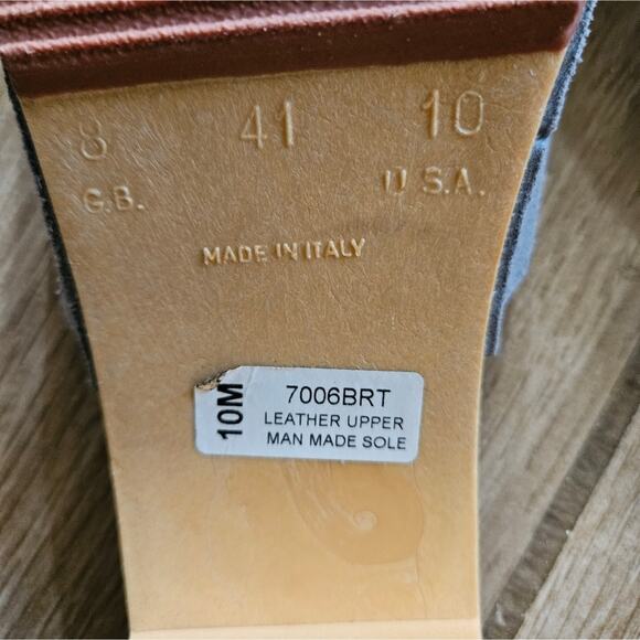 New York Lites wooden Sandal in gray suede leather sandals clogs  size 10 - Picture 6 of 17